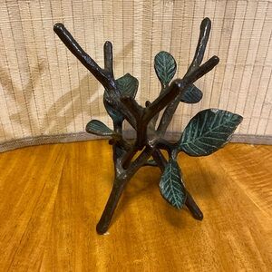 Vintage Brass Leaf and Branches Candle Holder